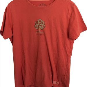 Life Is Good Women’s T-shirt Sz Medium Orange Heart Tree Stretch Logo